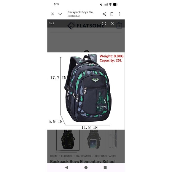 Backpack Boys Elementary School Bookbag Durable Heavy Duty Student Teenage St... - Picture 3 of 6